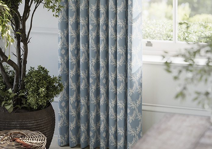 Trellis Prints, Vine and Bloom Raffs Blue - Made to Measure Curtains - Image 5